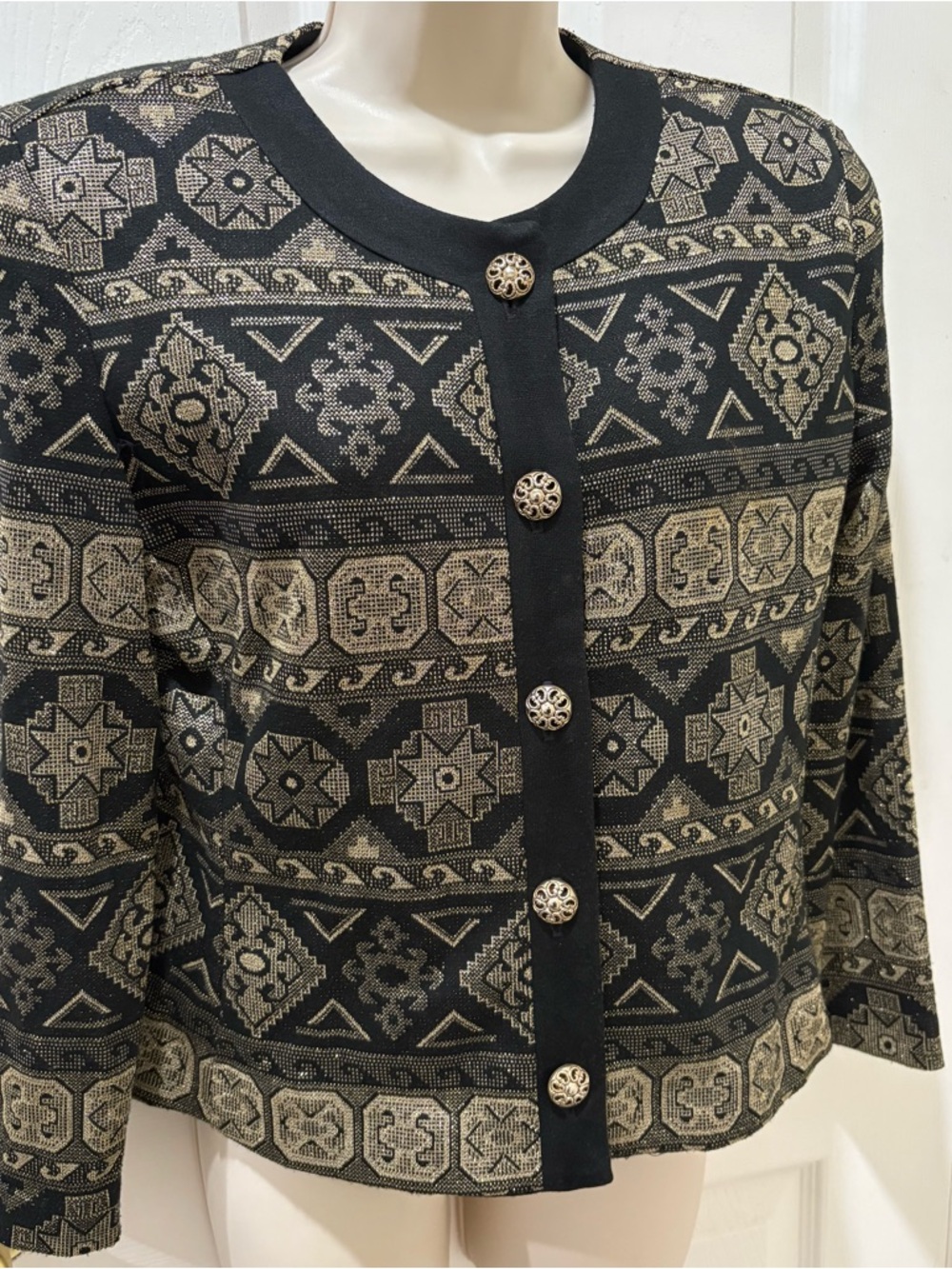 Lady Carol Petites of New York  Gold Button Cardigan Jacket
